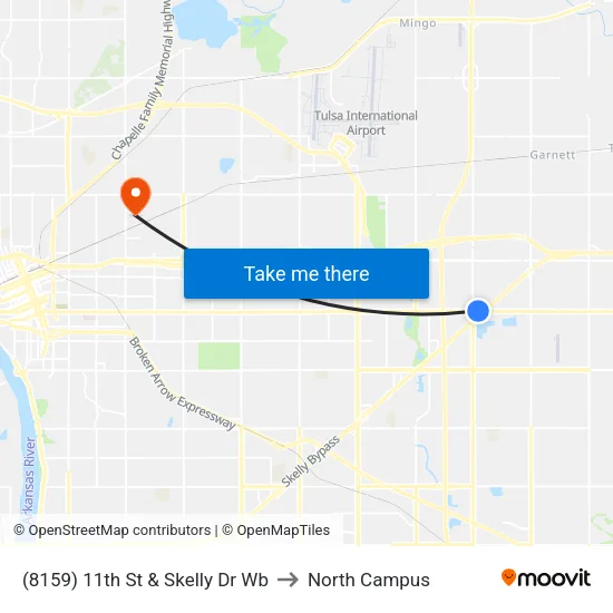 (8159) 11th St & Skelly Dr Wb to North Campus map