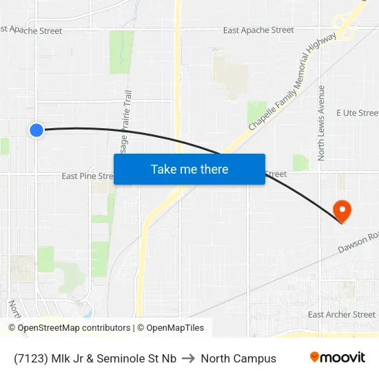 (7123) Mlk Jr & Seminole St Nb to North Campus map