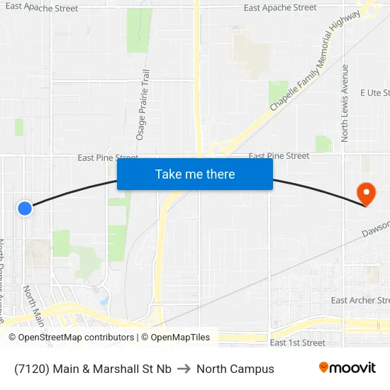 (7120) Main & Marshall St Nb to North Campus map