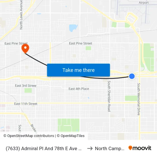 (7633) Admiral Pl And 78th E Ave Wb to North Campus map