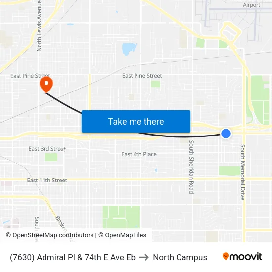 (7630) Admiral Pl & 74th E Ave Eb to North Campus map