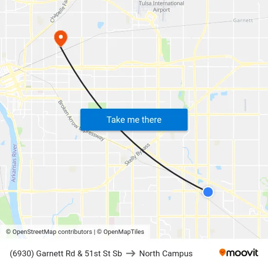 (6930) Garnett Rd & 51st St Sb to North Campus map