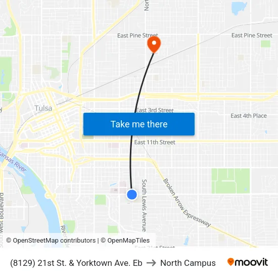(8129) 21st St. & Yorktown Ave. Eb to North Campus map