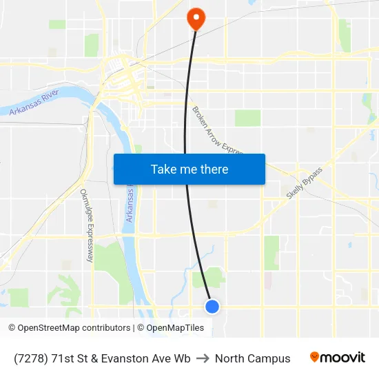 (7278) 71st St & Evanston Ave Wb to North Campus map