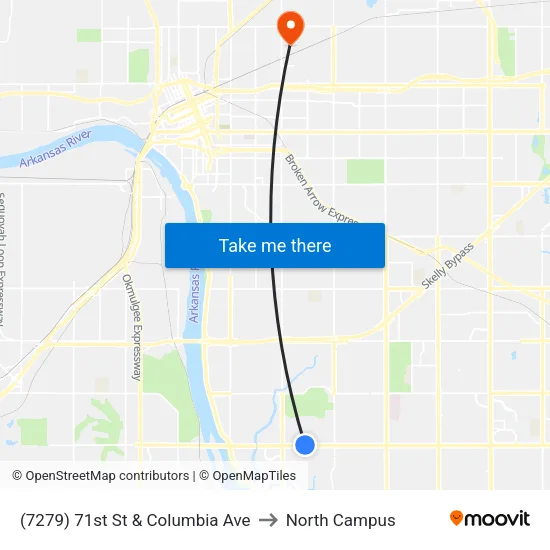 (7279) 71st St & Columbia Ave to North Campus map