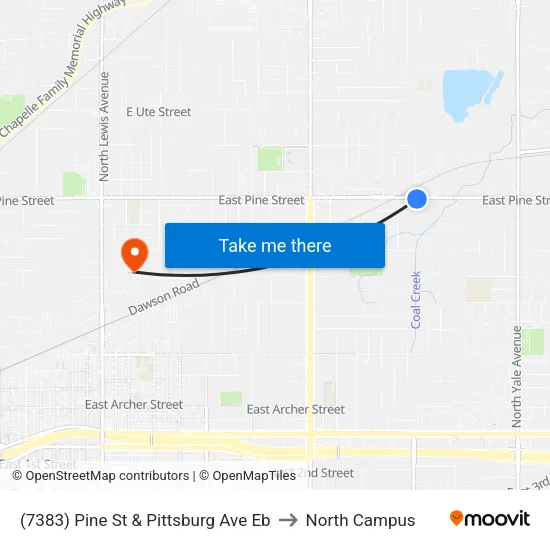 (7383) Pine St & Pittsburg Ave Eb to North Campus map