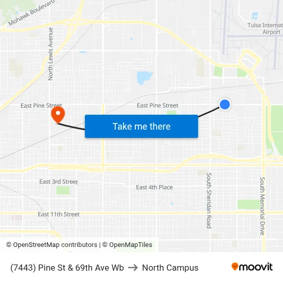 (7443) Pine St & 69th Ave Wb to North Campus map