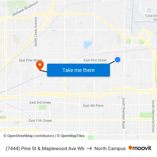 (7444) Pine St & Maplewood Ave Wb to North Campus map
