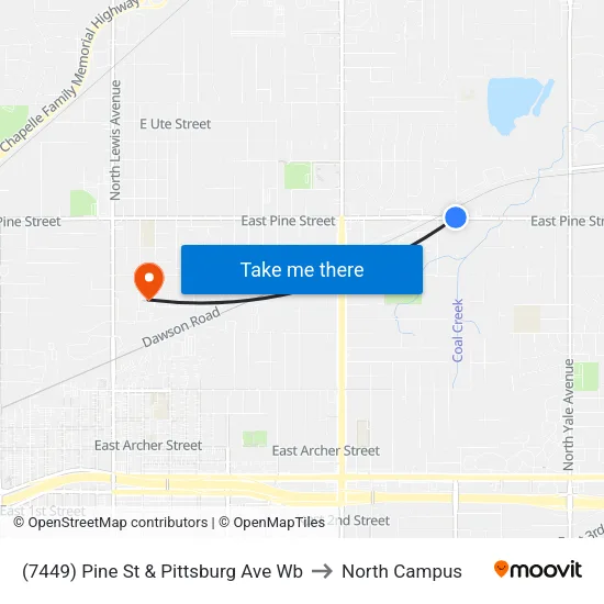 (7449) Pine St & Pittsburg Ave Wb to North Campus map