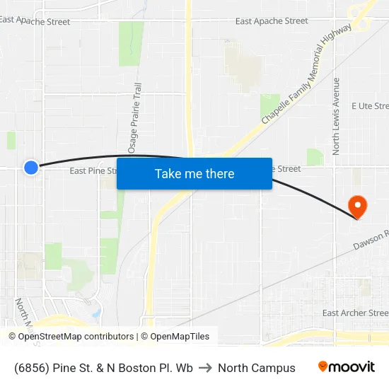 (6856) Pine St. & N Boston Pl. Wb to North Campus map