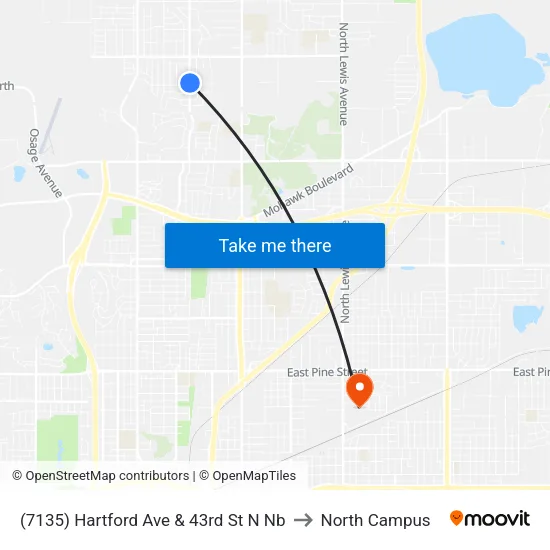 (7135) Hartford Ave & 43rd St N Nb to North Campus map