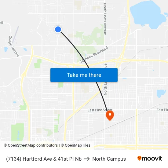 (7134) Hartford Ave & 41st Pl Nb to North Campus map