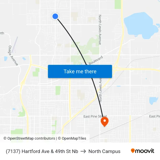 (7137) Hartford Ave & 49th St Nb to North Campus map