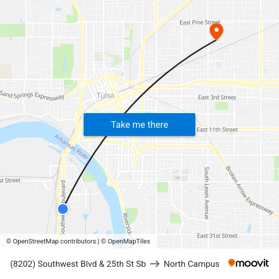 (8202) Southwest Blvd & 25th St Sb to North Campus map