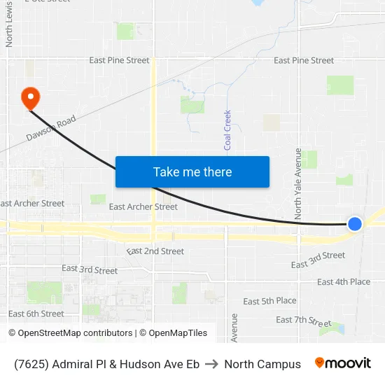 (7625) Admiral Pl & Hudson Ave Eb to North Campus map