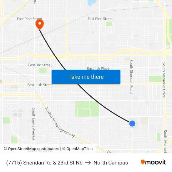 (7715) Sheridan Rd & 23rd St Nb to North Campus map
