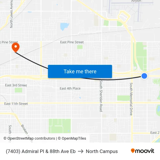 (7403) Admiral Pl & 88th Ave Eb to North Campus map