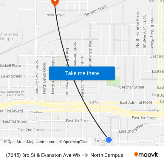(7645) 3rd St & Evanston Ave Wb to North Campus map