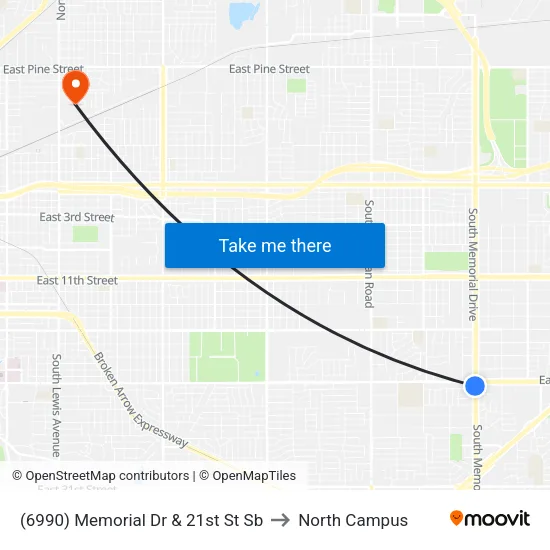 (6990) Memorial Dr & 21st St Sb to North Campus map
