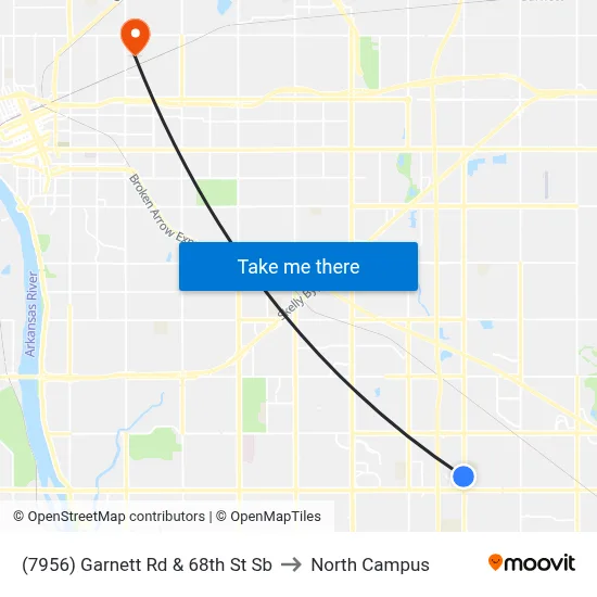 (7956) Garnett Rd & 68th St Sb to North Campus map