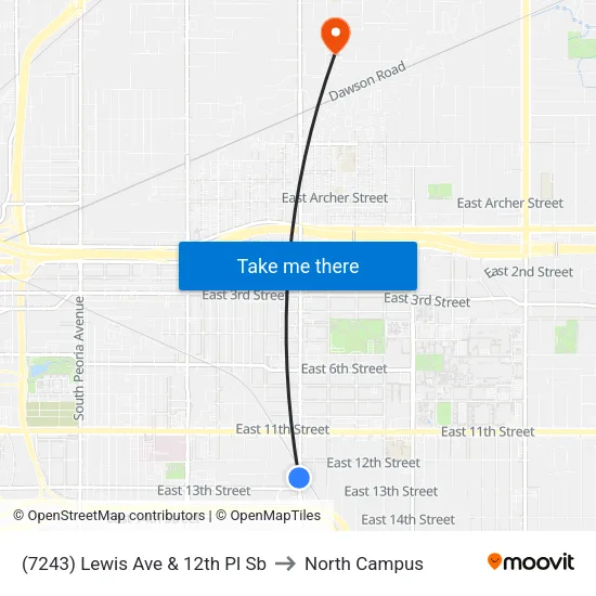 (7243) Lewis Ave & 12th Pl Sb to North Campus map