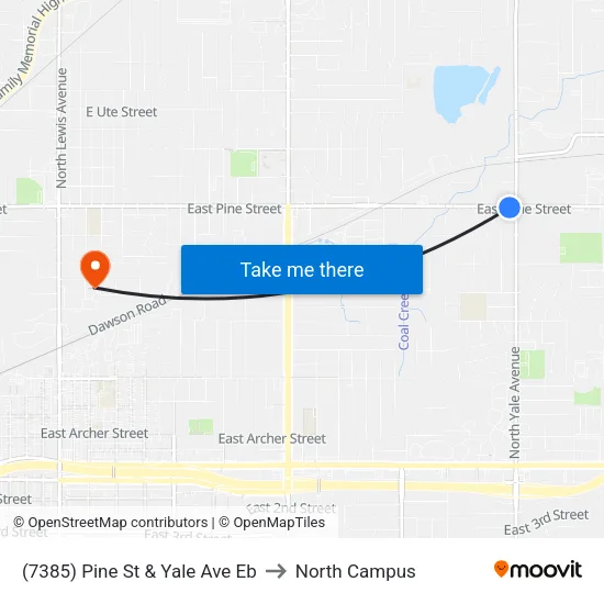 (7385) Pine St & Yale Ave Eb to North Campus map