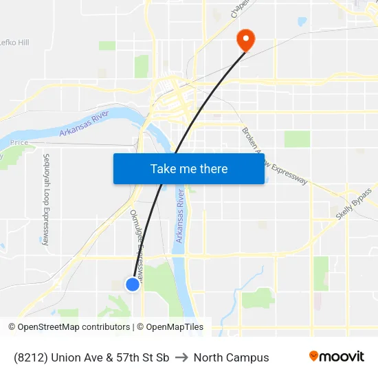 (8212) Union Ave & 57th St Sb to North Campus map