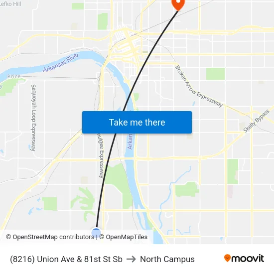 (8216) Union Ave & 81st St Sb to North Campus map
