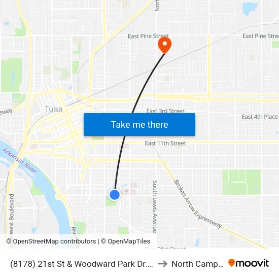 (8178) 21st St & Woodward Park Dr. Wb to North Campus map