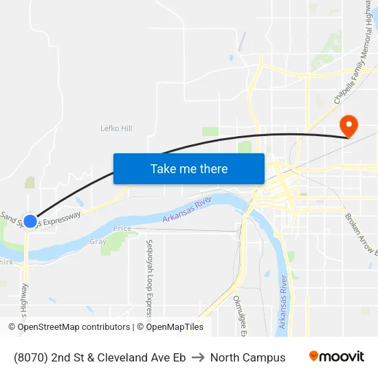 (8070) 2nd St & Cleveland Ave Eb to North Campus map