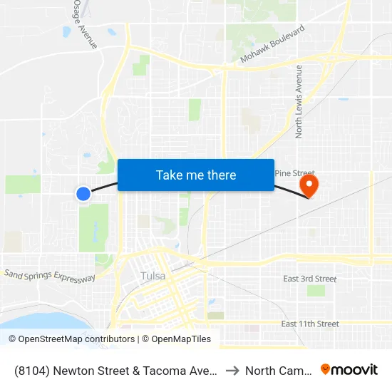 (8104) Newton Street & Tacoma Avenue Eb to North Campus map