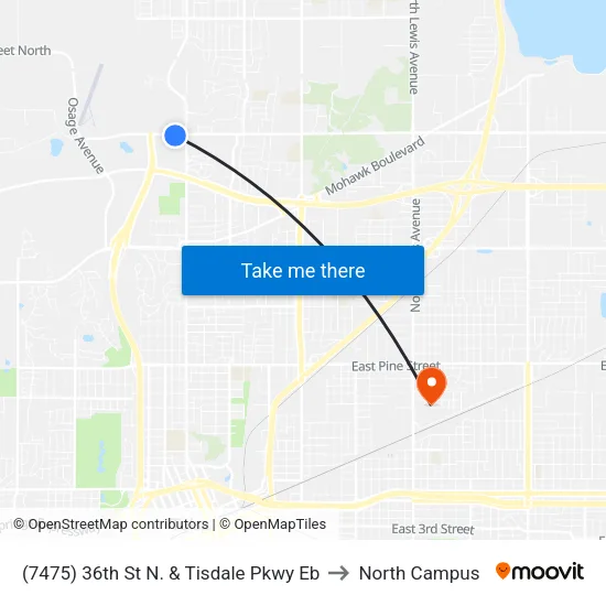 (7475) 36th St N. & Tisdale Pkwy Eb to North Campus map