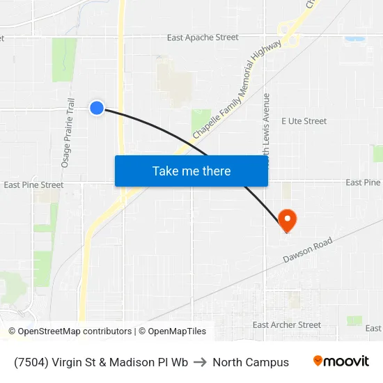 (7504) Virgin St & Madison Pl Wb to North Campus map