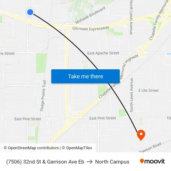 (7506) 32nd St & Garrison Ave Eb to North Campus map