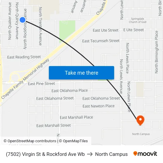 (7502) Virgin St & Rockford Ave Wb to North Campus map