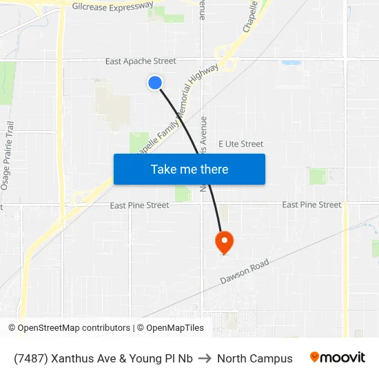(7487) Xanthus Ave & Young Pl Nb to North Campus map