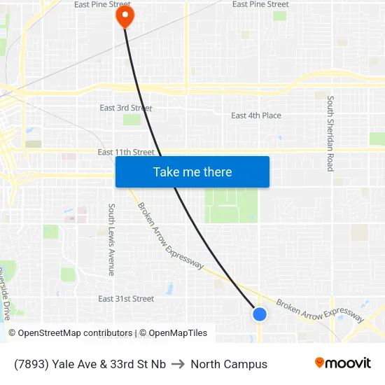 (7893) Yale Ave & 33rd St Nb to North Campus map