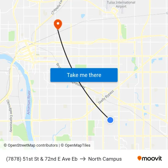(7878) 51st St & 72nd E Ave Eb to North Campus map