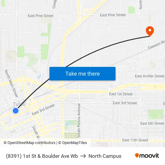 (8391) 1st St & Boulder Ave Wb to North Campus map