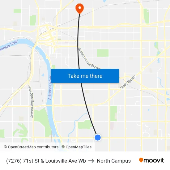 (7276) 71st St & Louisville Ave Wb to North Campus map
