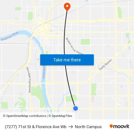 (7277) 71st St & Florence Ave Wb to North Campus map
