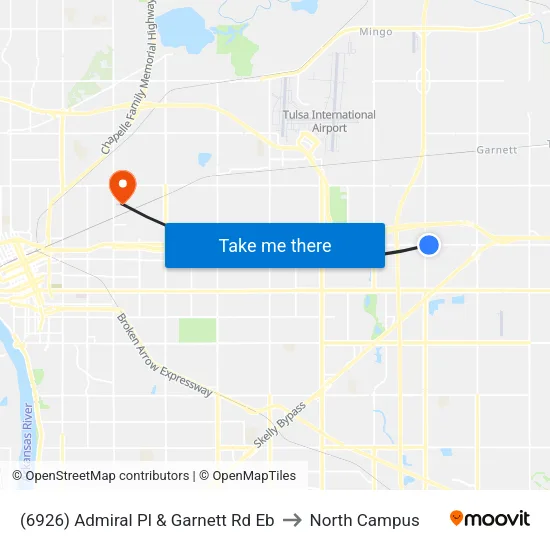 (6926) Admiral Pl & Garnett Rd Eb to North Campus map