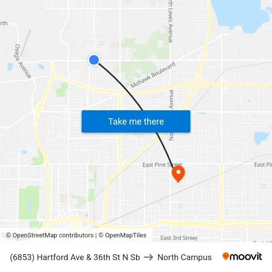 (6853) Hartford Ave & 36th St N Sb to North Campus map
