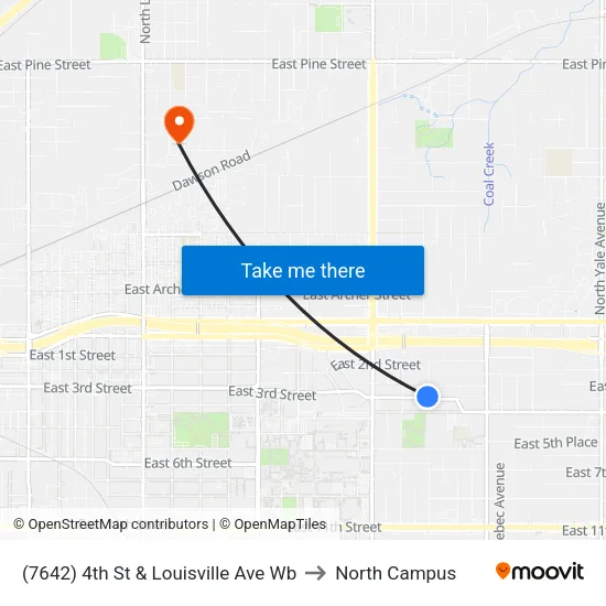(7642) 4th St & Louisville Ave Wb to North Campus map