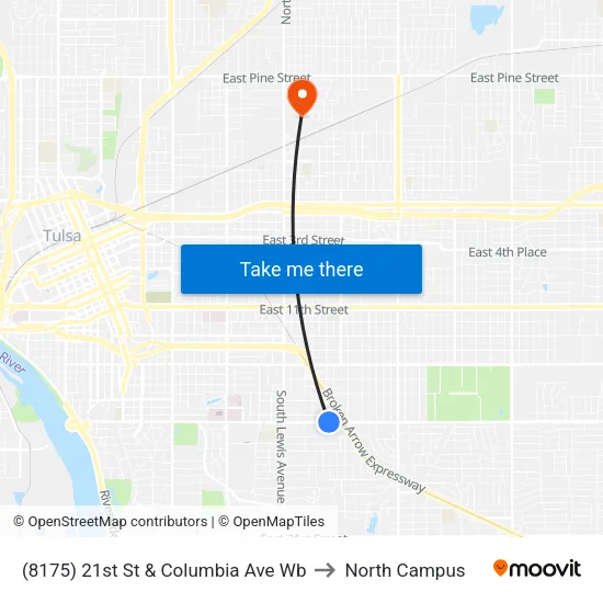 (8175) 21st St & Columbia Ave  Wb to North Campus map
