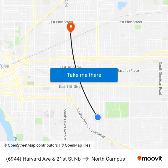 (6944) Harvard Ave & 21st St Nb to North Campus map