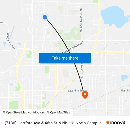 (7136) Hartford Ave & 46th St N Nb to North Campus map