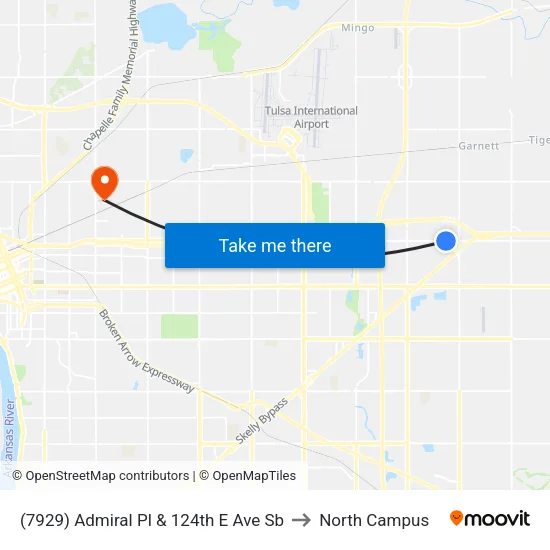 (7929) Admiral Pl & 124th E Ave Eb to North Campus map