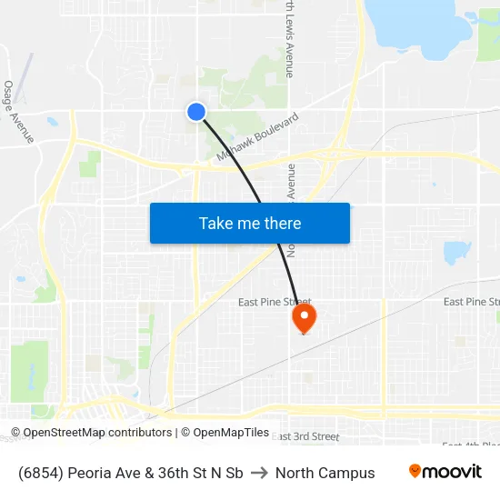 (6854) Peoria Ave & 36th St N Sb to North Campus map