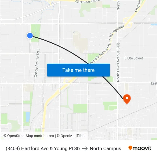 (8409) Hartford Ave & Young Pl Sb to North Campus map